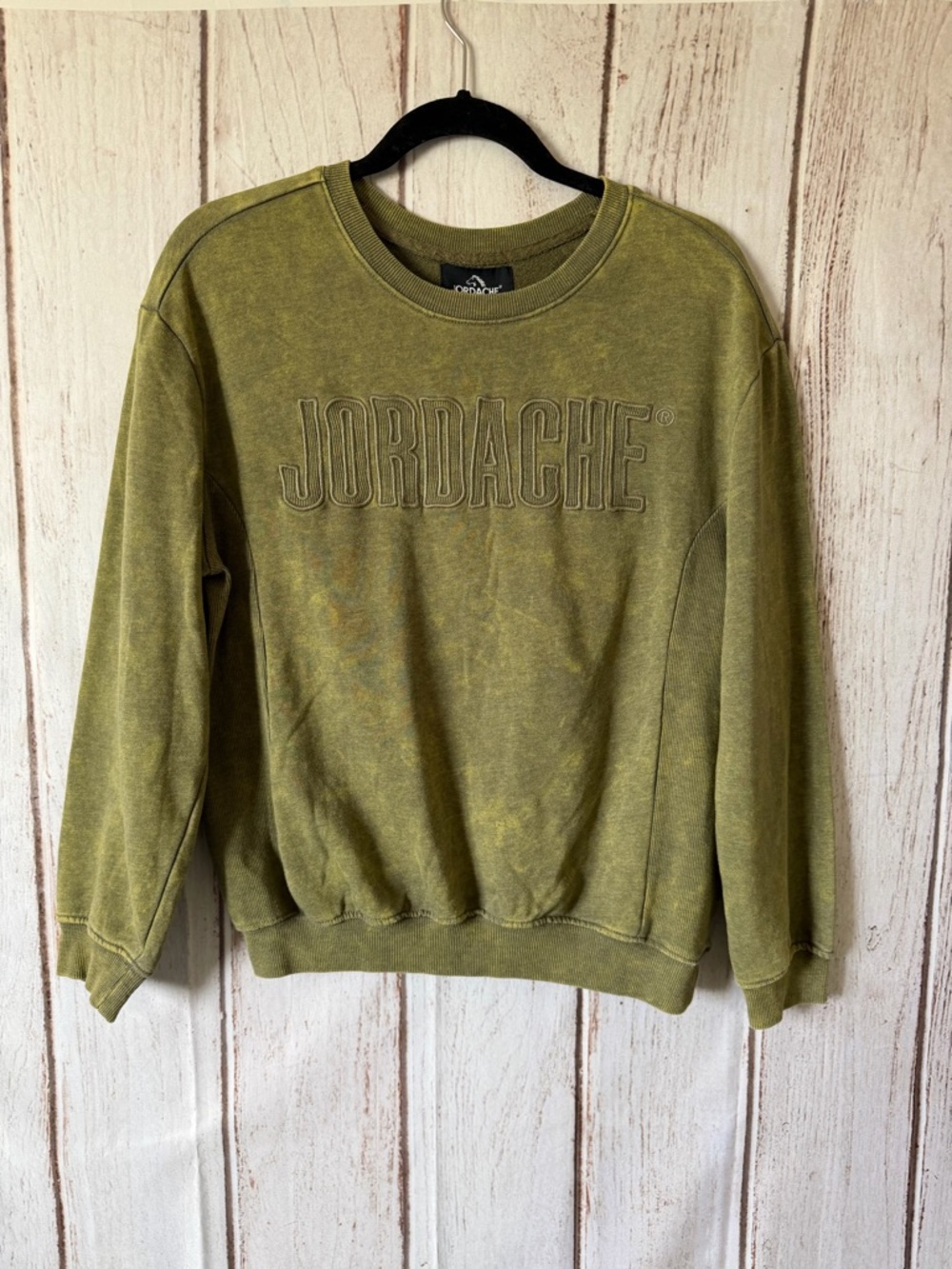 Jordache Vintage Style Acid Wash Embroidered Logo Crewneck Sweatshirt M